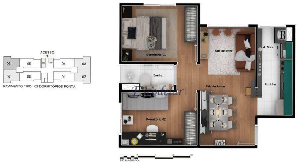 Apartamento, 2 quartos, 43 m² - Foto 2