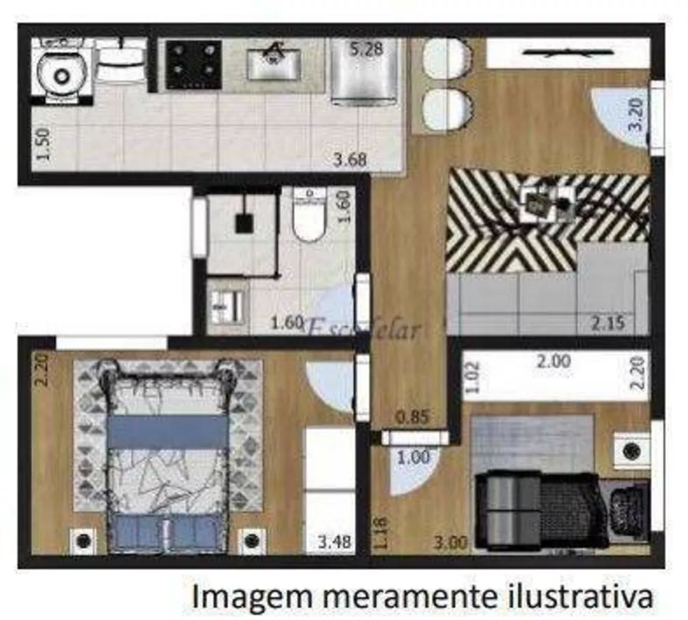 Apartamento à venda com 2 quartos, 37m² - Foto 3