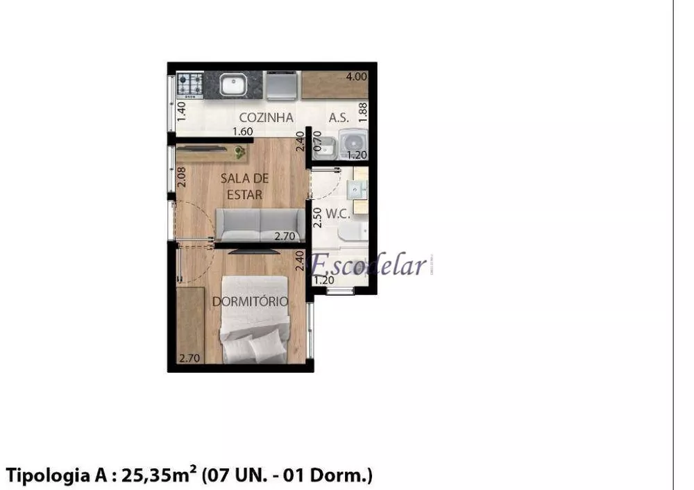Apartamento, 1 quarto, 25 m² - Foto 9