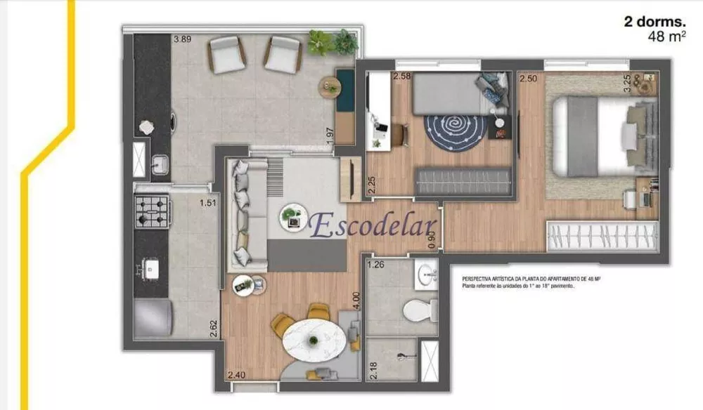 Apartamento, 2 quartos, 48 m² - Foto 3