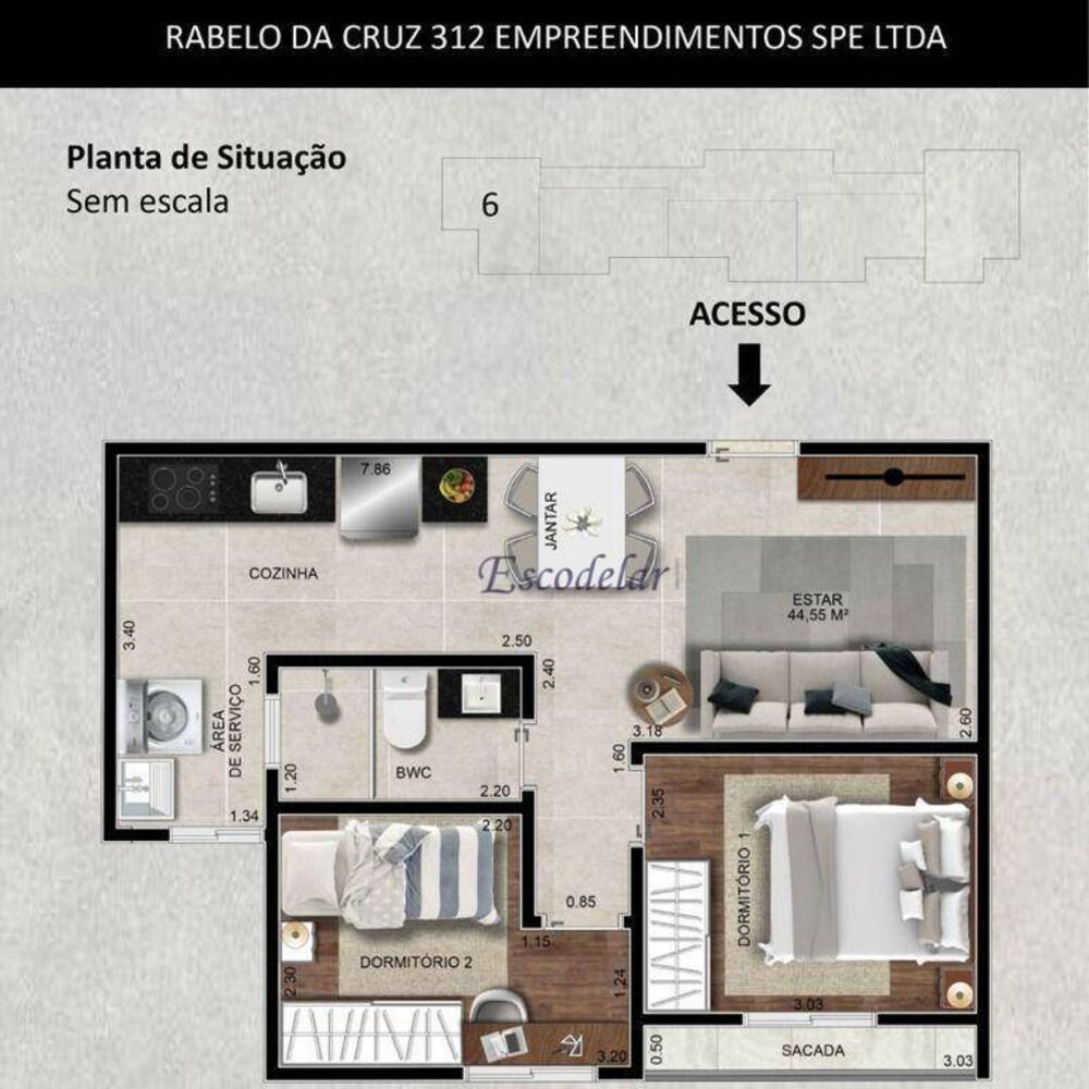 Apartamento, 2 quartos, 43 m² - Foto 9