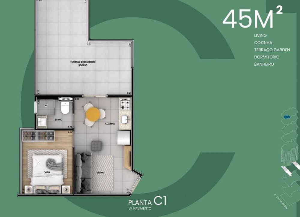 Apartamento, 1 quarto, 45 m² - Foto 2