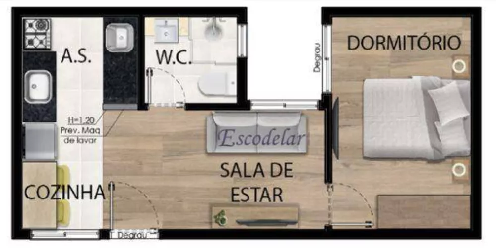 Apartamento à venda com 1 quarto, 26m² - Foto 7