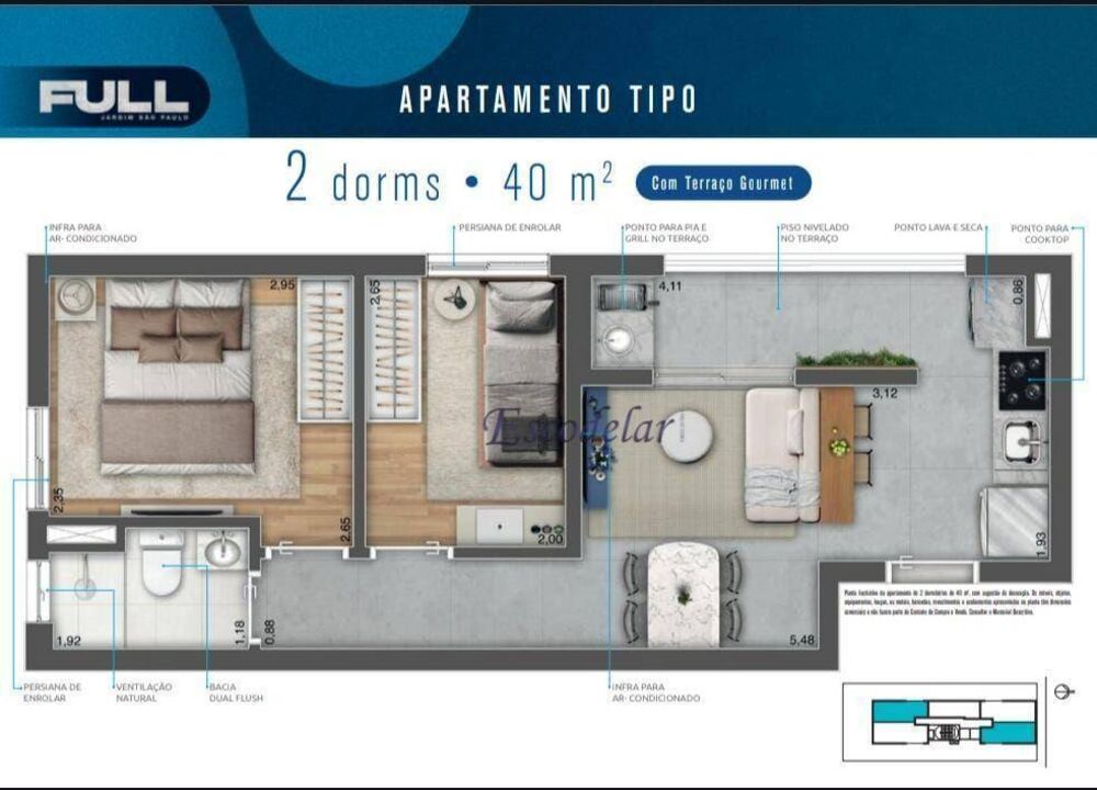 Apartamento, 2 quartos, 35 m² - Foto 7