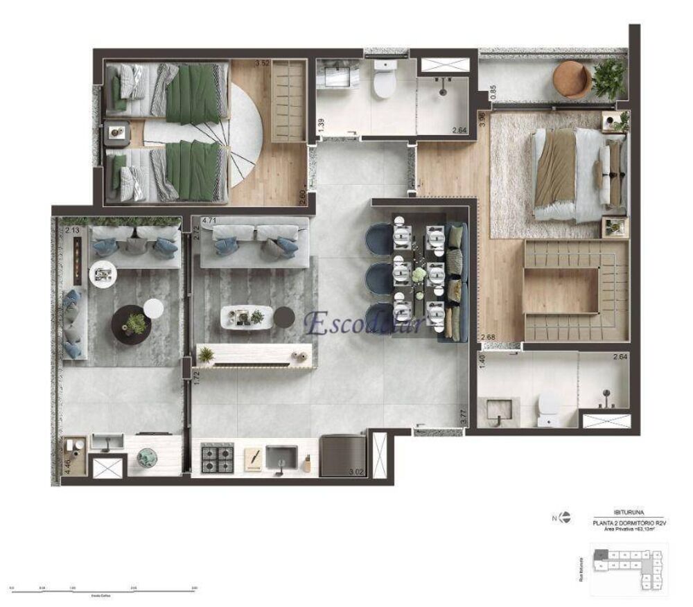 Apartamento, 2 quartos, 63 m² - Foto 2
