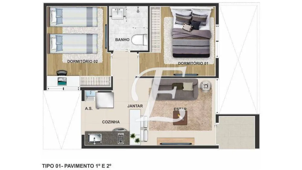 Apartamento, 2 quartos, 30 m² - Foto 3