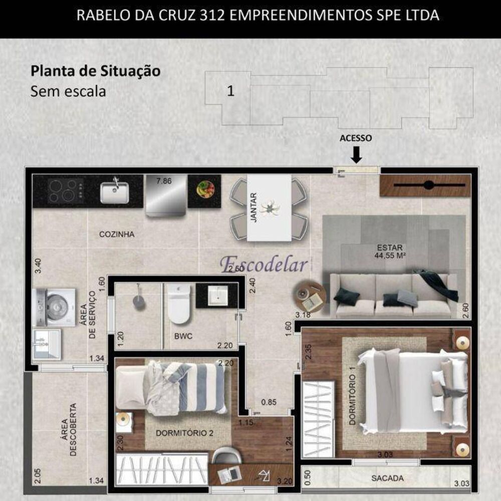 Apartamento, 2 quartos, 43 m² - Foto 4