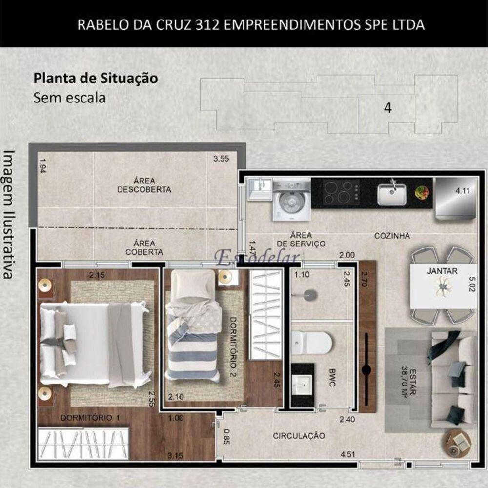 Apartamento, 2 quartos, 45 m² - Foto 3