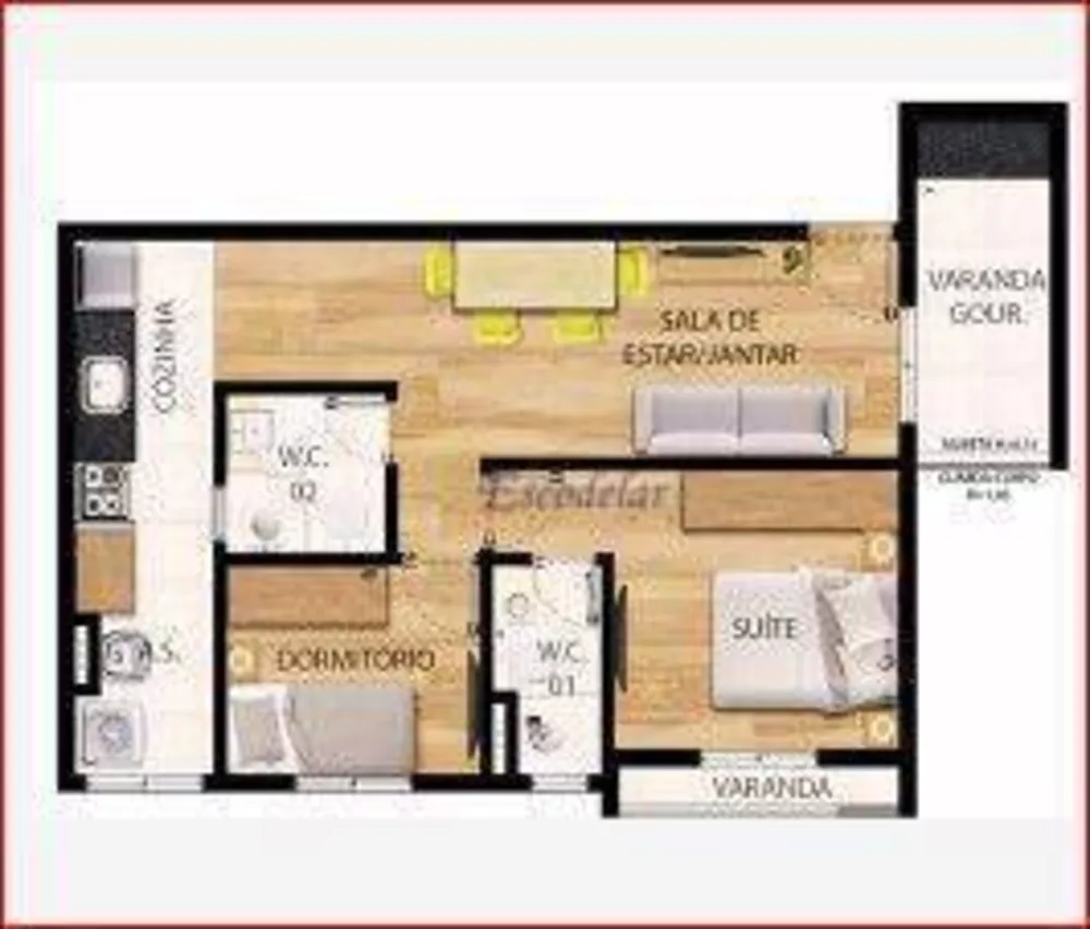 Apartamento à venda com 2 quartos, 54m² - Foto 2