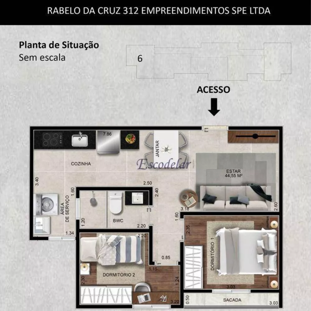 Apartamento à venda com 2 quartos, 45m² - Foto 7