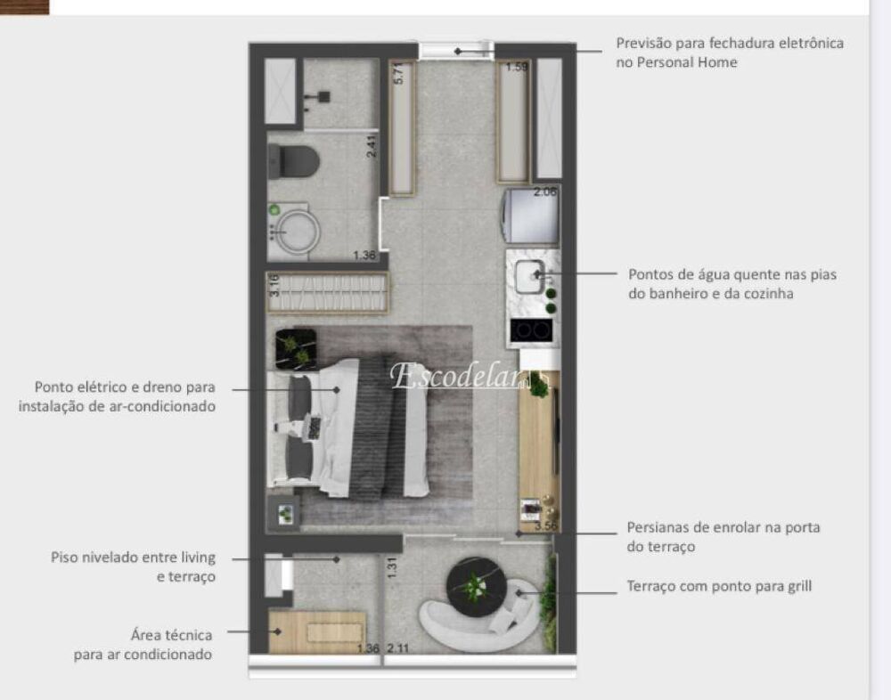 Kitnet-Studio, 34 m² - Foto 20