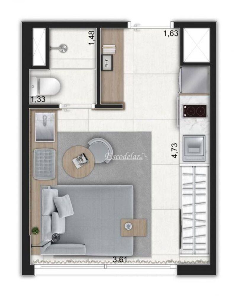 Kitnet-Studio, 20 m² - Foto 1