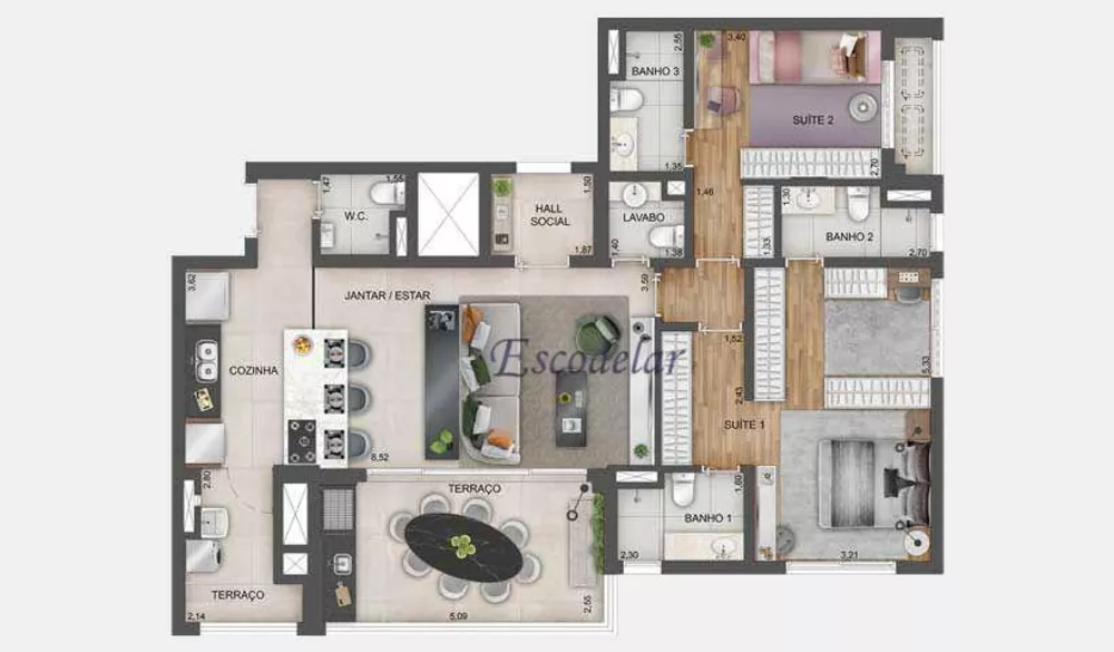 Apartamento, 3 quartos, 122 m² - Foto 3