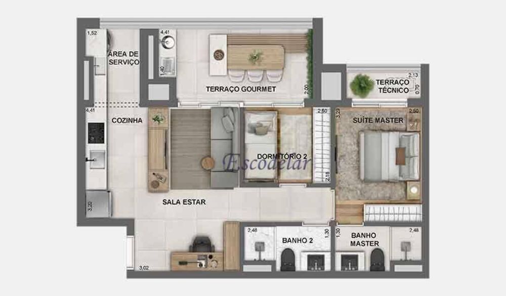 Apartamento, 2 quartos, 66 m² - Foto 2