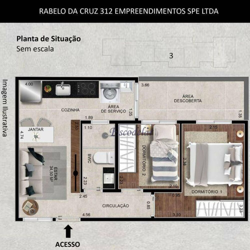 Apartamento, 2 quartos, 45 m² - Foto 3
