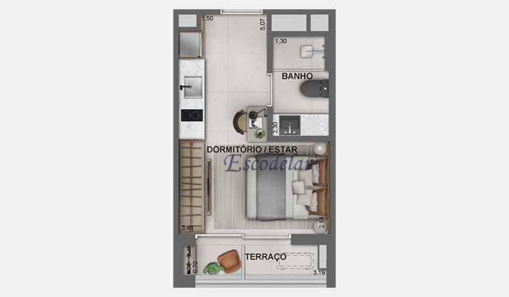 Kitnet-Studio, 23 m² - Foto 3