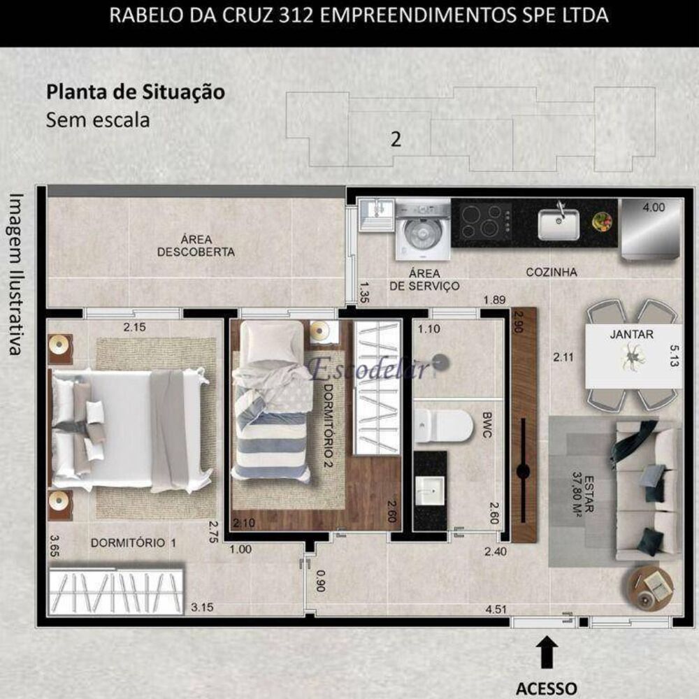 Apartamento, 2 quartos, 45 m² - Foto 2