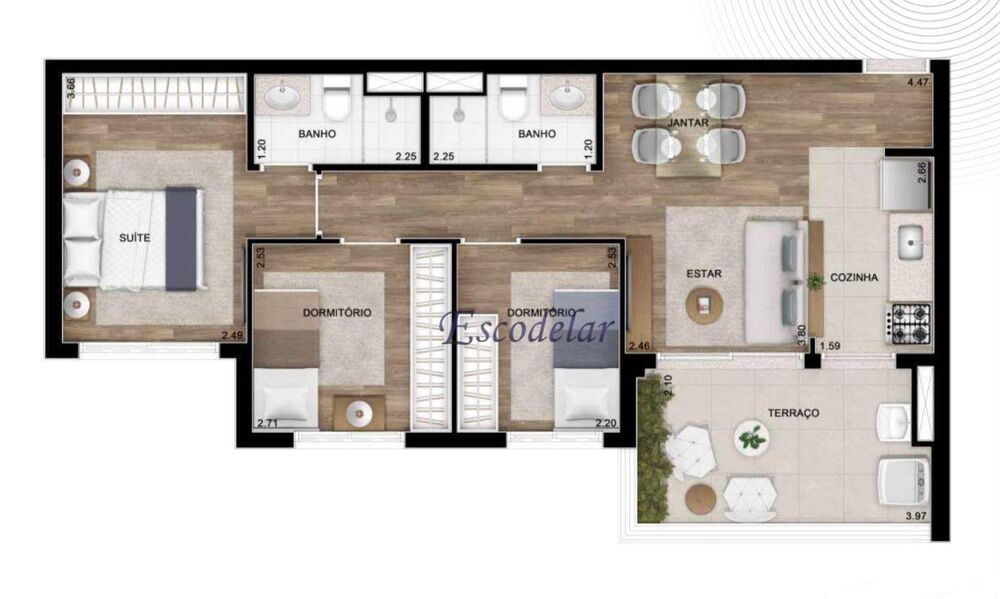 Apartamento, 3 quartos, 66 m² - Foto 4
