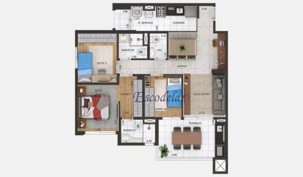 Apartamento, 3 quartos, 88 m² - Foto 3