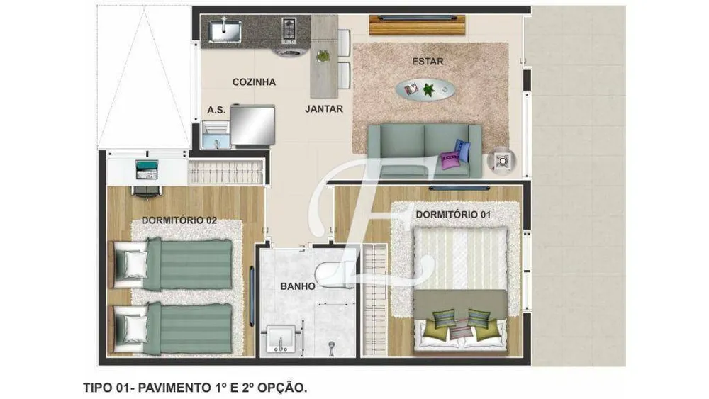 Apartamento, 2 quartos, 30 m² - Foto 1