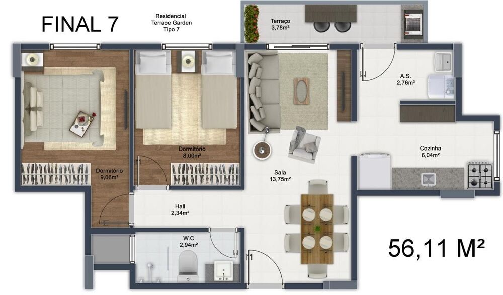 Apartamento, 2 quartos, 56 m² - Foto 10
