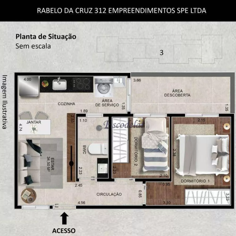 Apartamento, 2 quartos, 45 m² - Foto 3