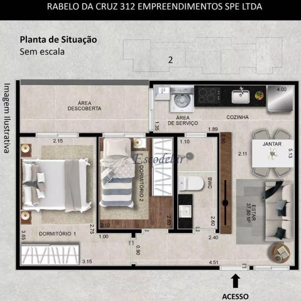 Apartamento, 2 quartos, 45 m² - Foto 2