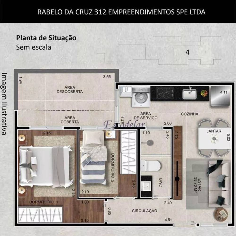 Apartamento à venda com 2 quartos, 48m² - Foto 3