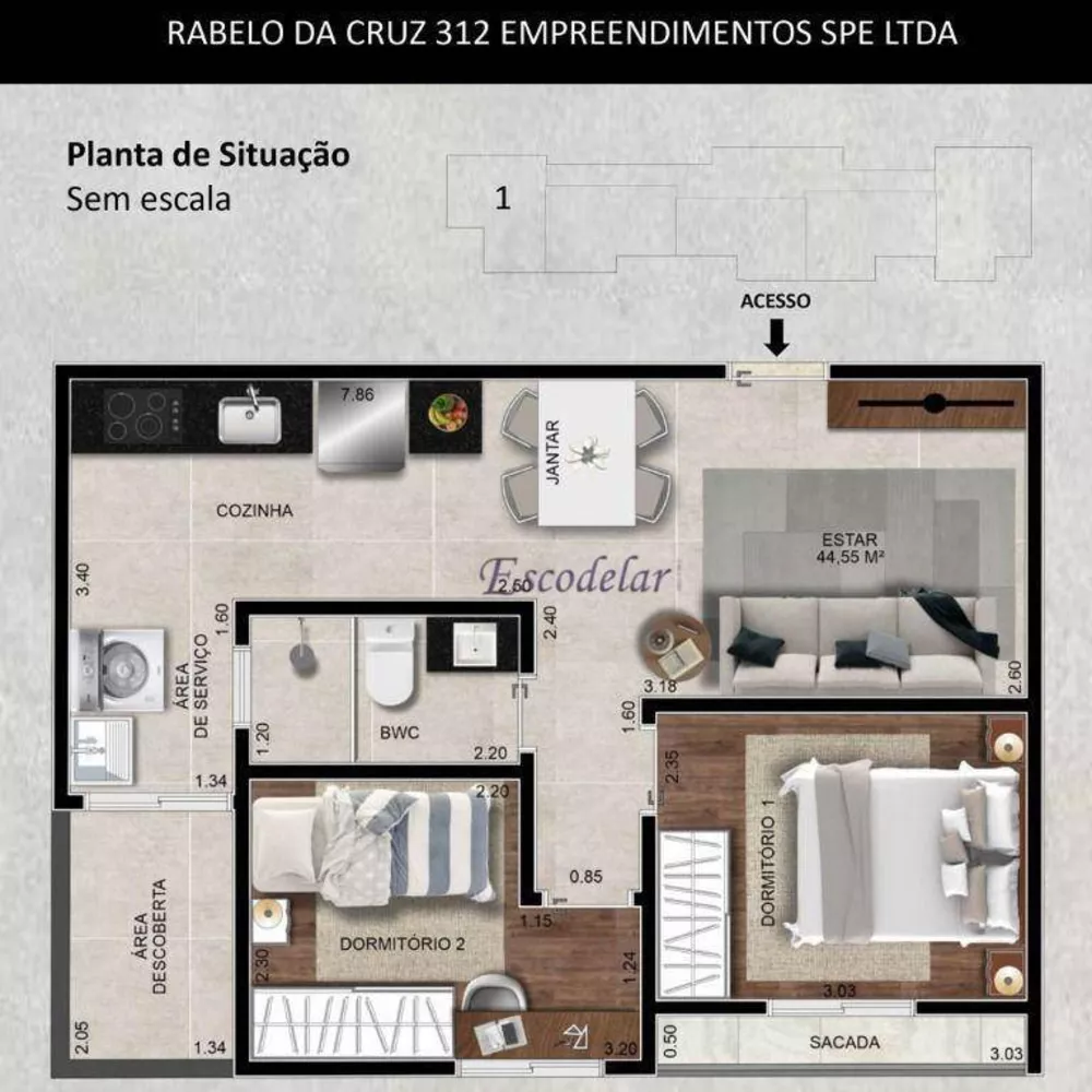 Apartamento à venda com 2 quartos, 48m² - Foto 4