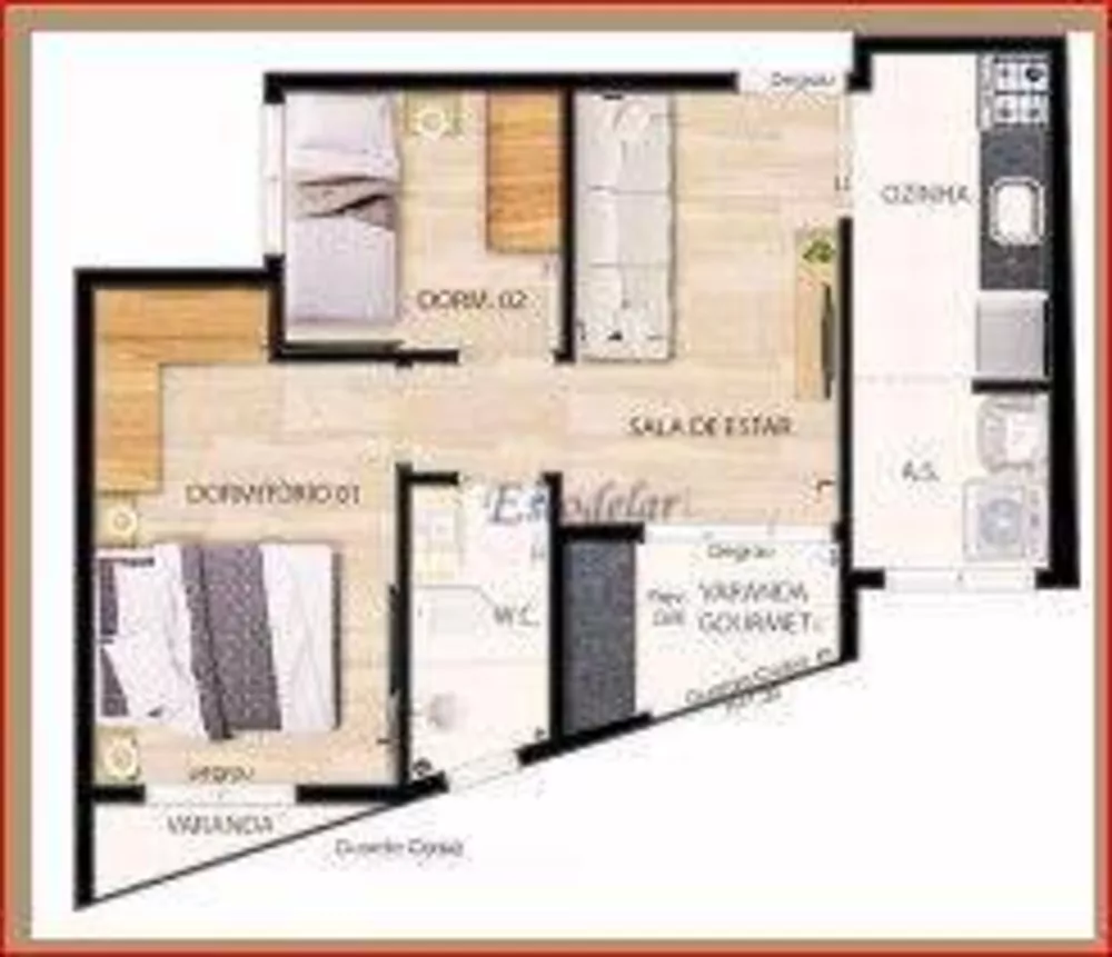 Apartamento à venda com 2 quartos, 40m² - Foto 2