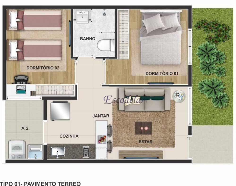 Apartamento, 2 quartos, 30 m² - Foto 2