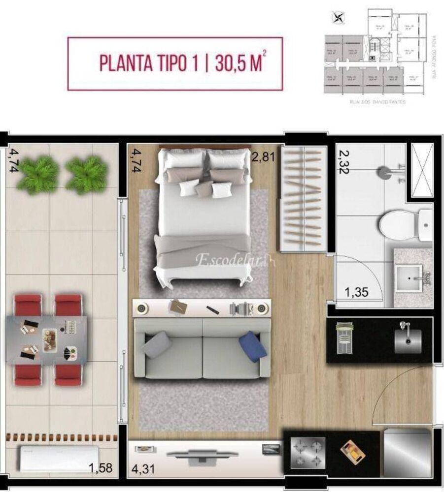 Apartamento, 1 quarto, 30 m² - Foto 7