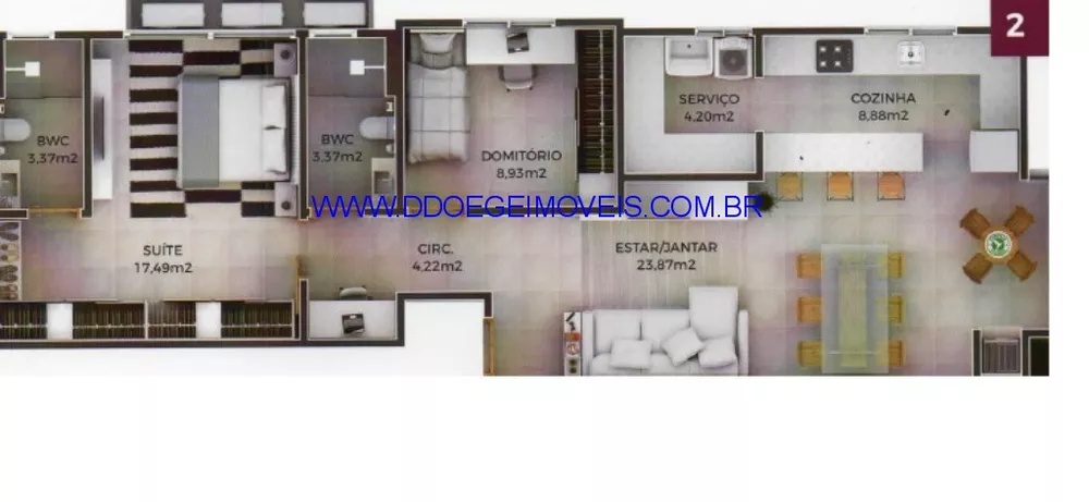 Apartamento à venda com 2 quartos, 67m² - Foto 4