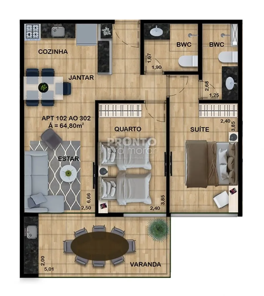 Apartamento, 2 quartos, 64 m² - Foto 1