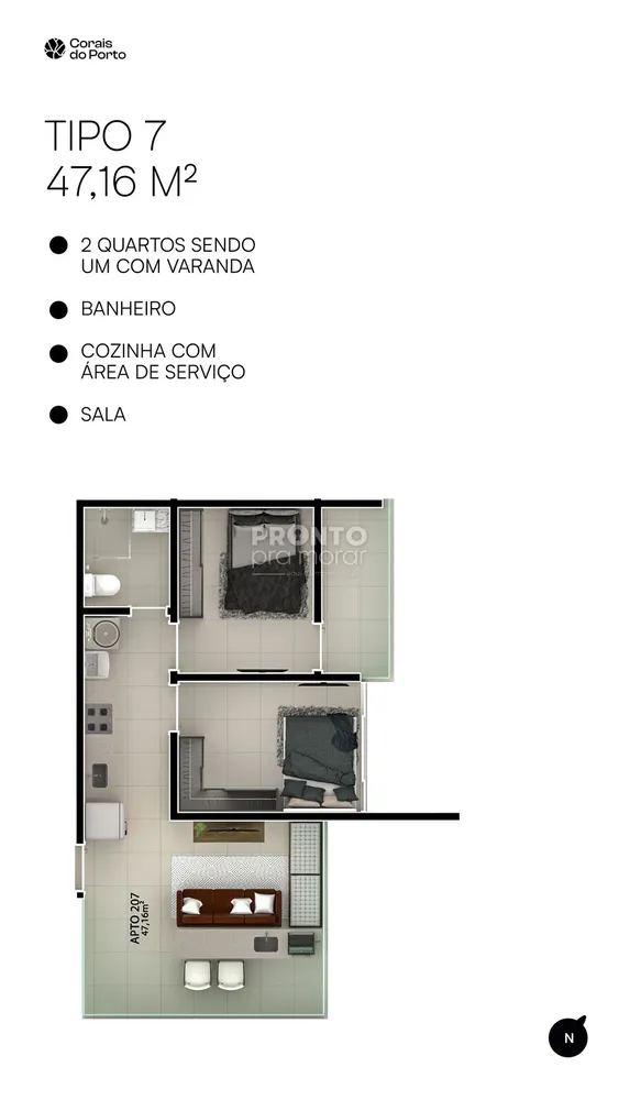 Apartamento, 2 quartos, 47 m² - Foto 1