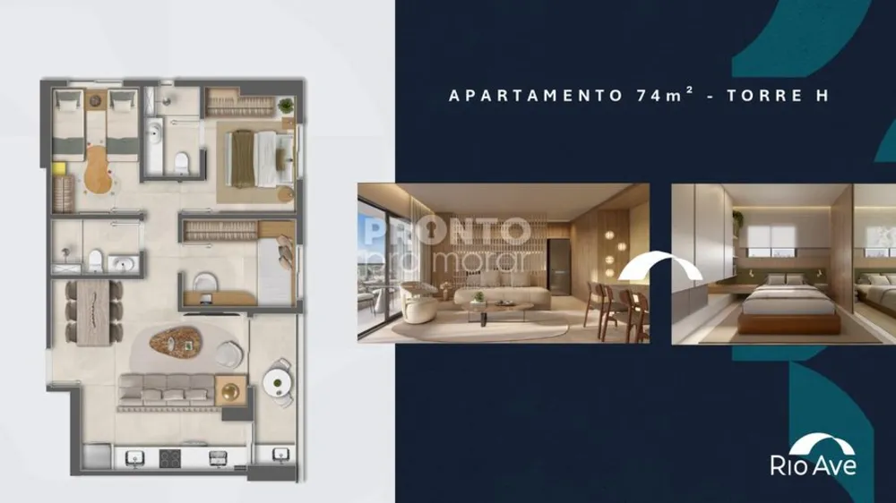 Apartamento, 3 quartos, 74 m² - Foto 1