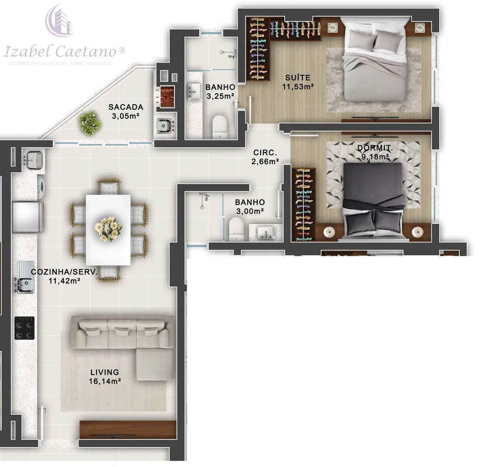 Apartamento, 2 quartos, 69 m² - Foto 1