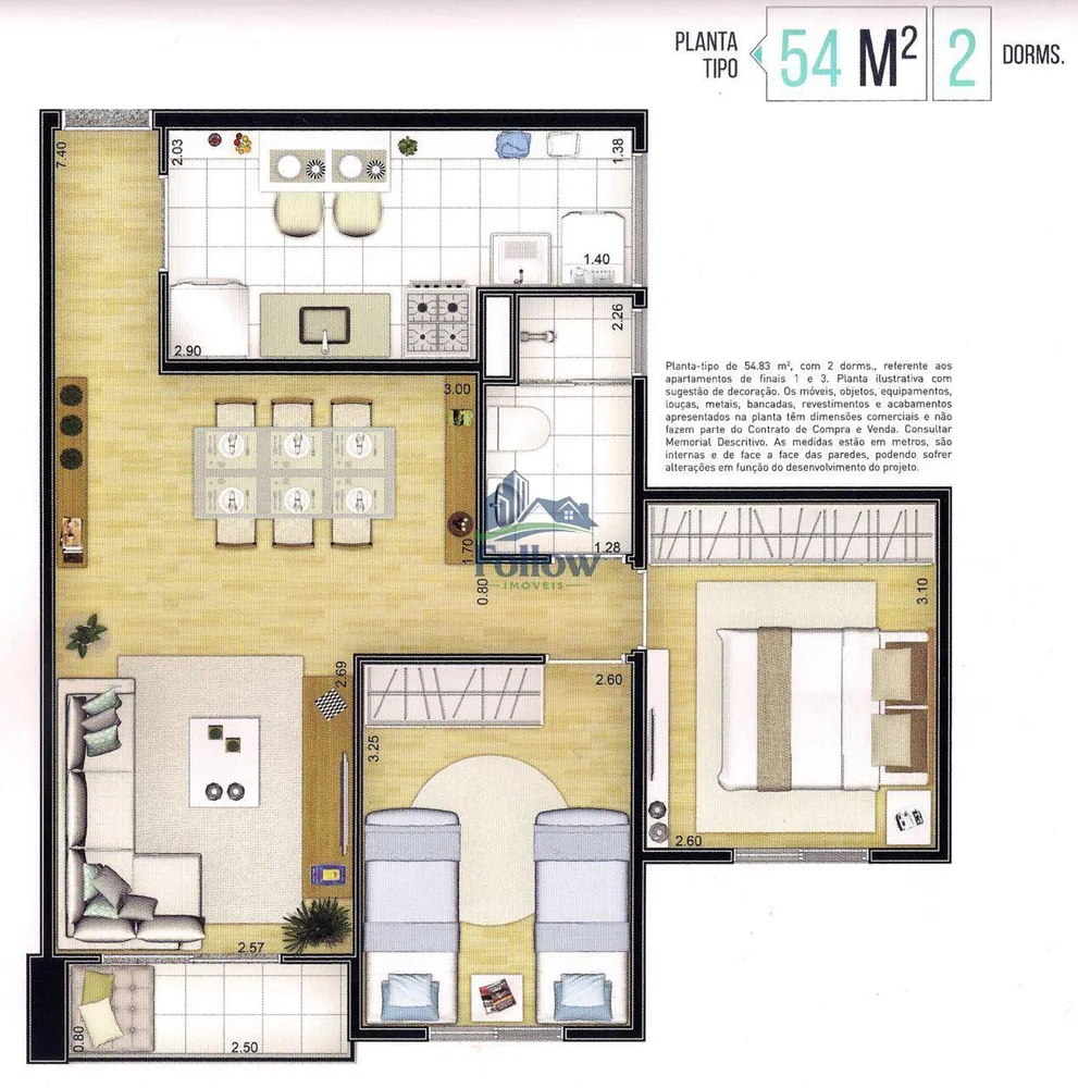 Apartamento, 2 quartos, 54 m² - Foto 6