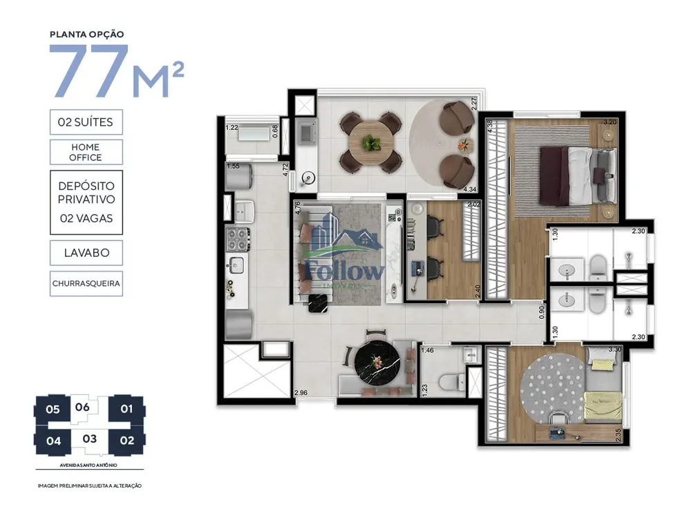 Apartamento, 3 quartos, 77 m² - Foto 12