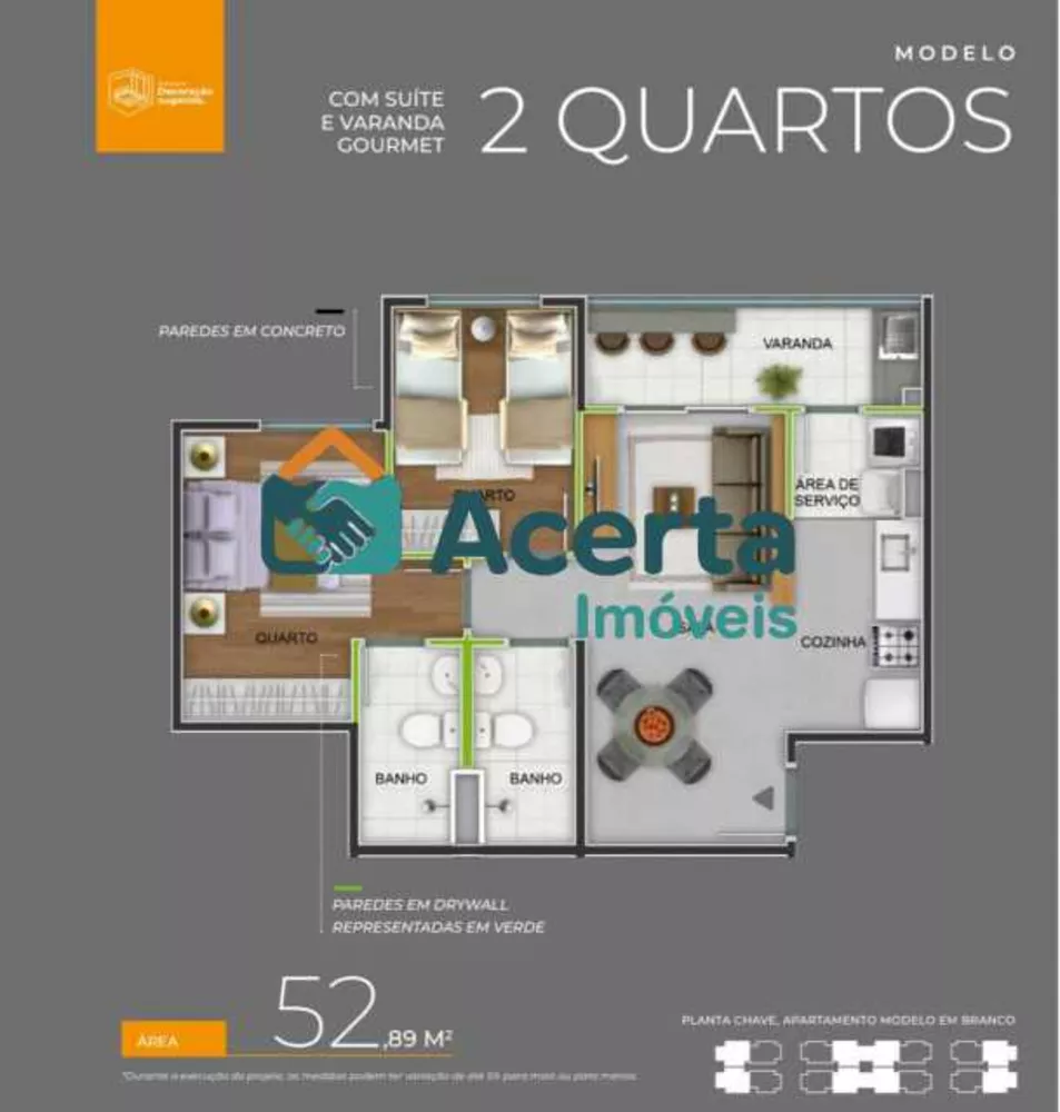 Apartamento, 2 quartos, 53 m² - Foto 1