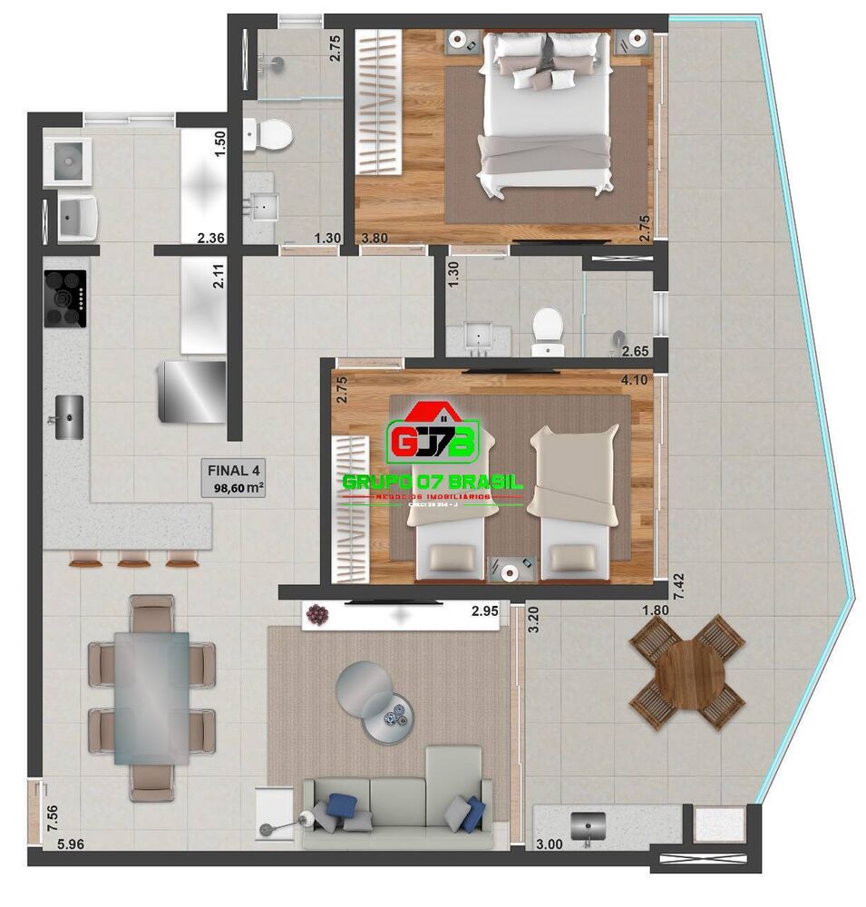 Apartamento, 2 quartos, 98 m² - Foto 8