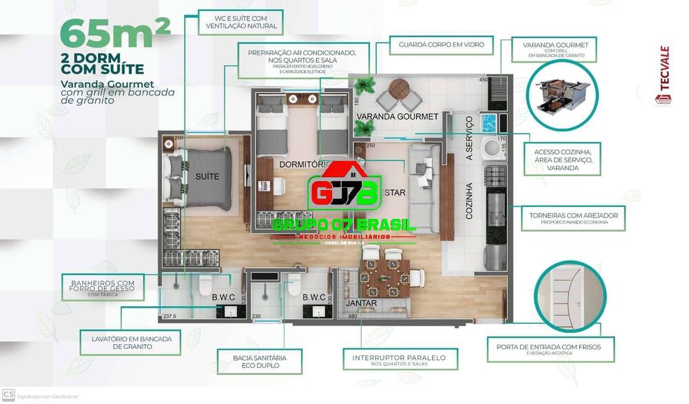 Apartamento, 2 quartos, 65 m² - Foto 2