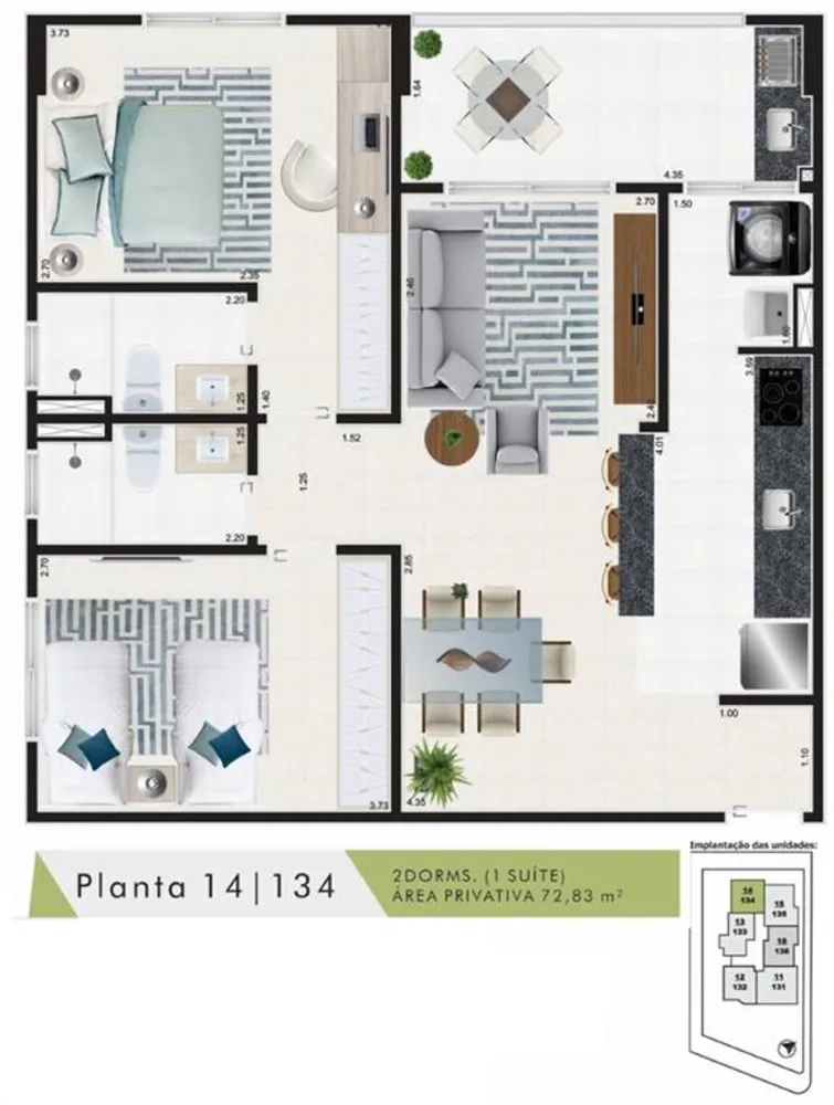 Apartamento, 2 quartos, 72 m² - Foto 3