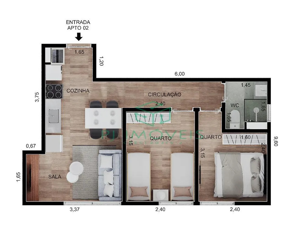 Apartamento, 2 quartos, 36 m² - Foto 3
