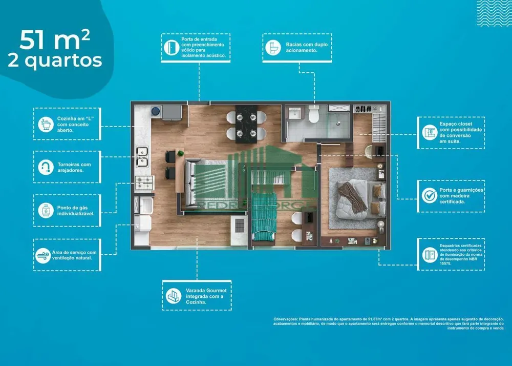Apartamento, 2 quartos, 51 m² - Foto 4