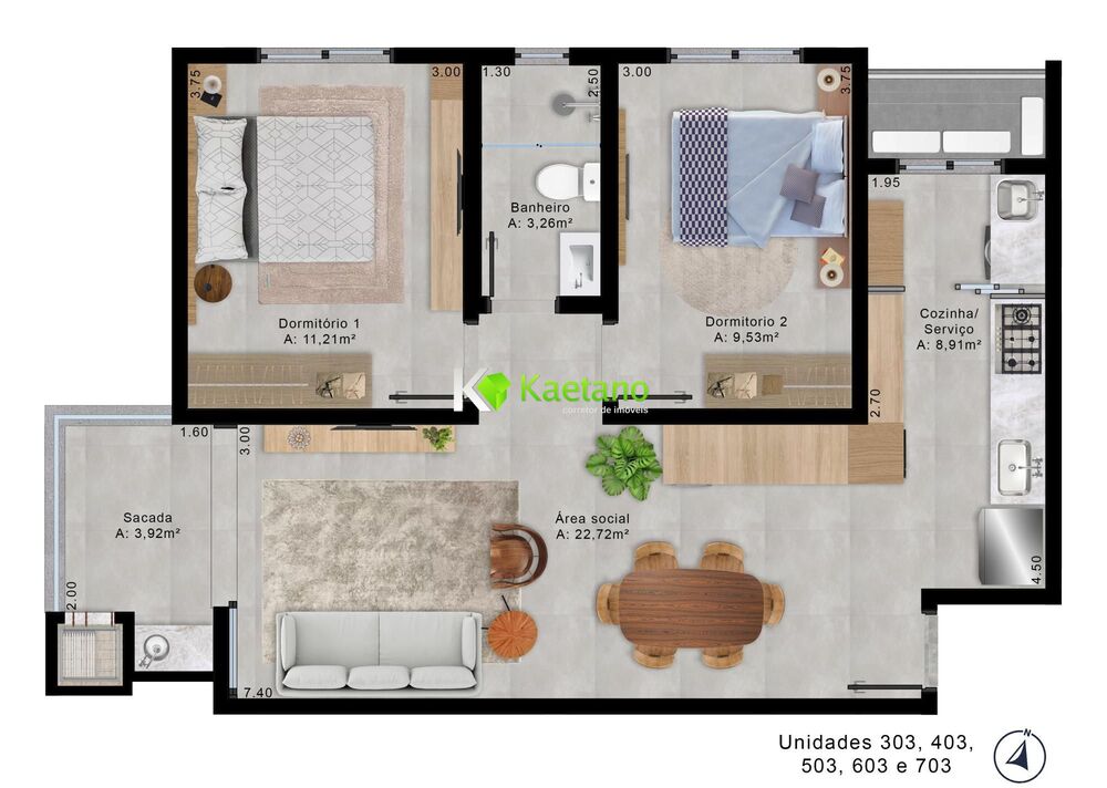 Apartamento, 2 quartos, 68 m² - Foto 1