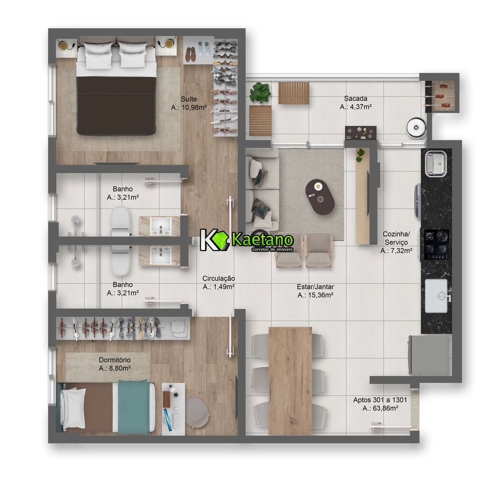 Apartamento, 2 quartos, 64 m² - Foto 16