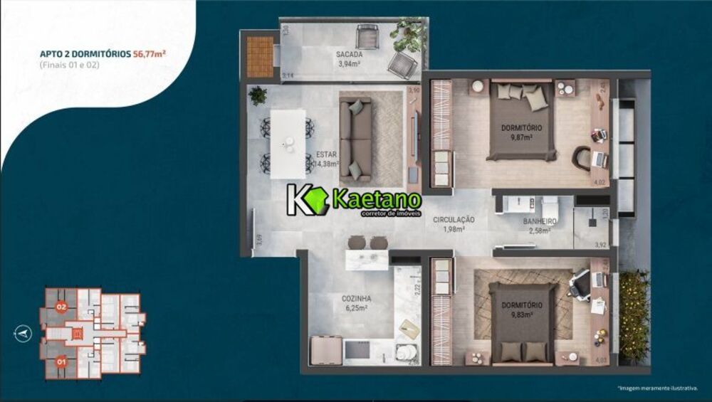 Apartamento, 2 quartos, 56 m² - Foto 7