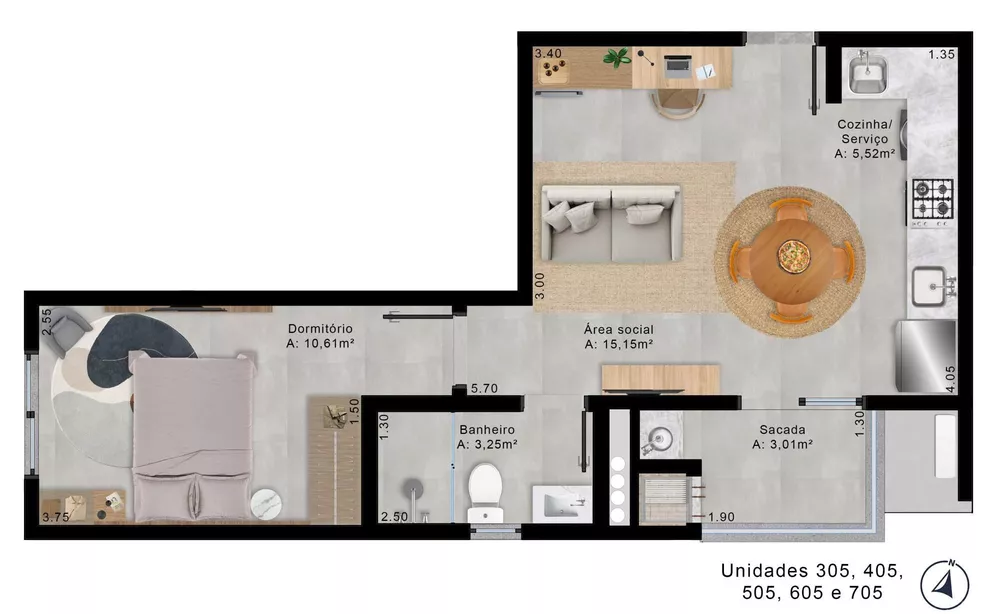Apartamento, 1 quarto, 44 m² - Foto 1