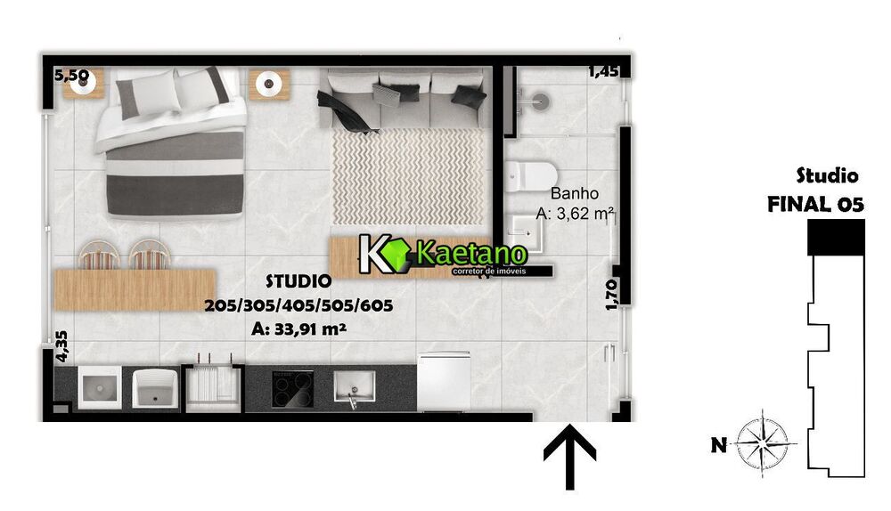 Apartamento, 1 quarto, 33 m² - Foto 3